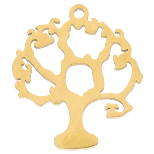 Breloque arbre de vie 18x16 mm - Acier inoxydable 304 Doré x1