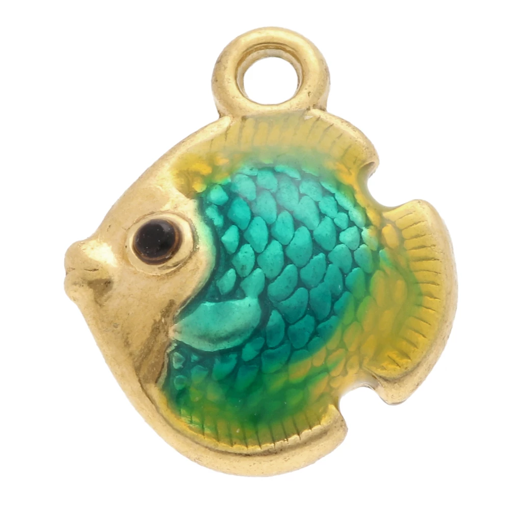 5 Perles Pendentifs Nacre - Poissons 23mm Bleu Turquoise - Neuf - Pour Création Bijoux