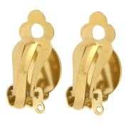Clips d'oreilles plateau 12 mm oreilles non percées - Acier inoxydable 304 Doré x2