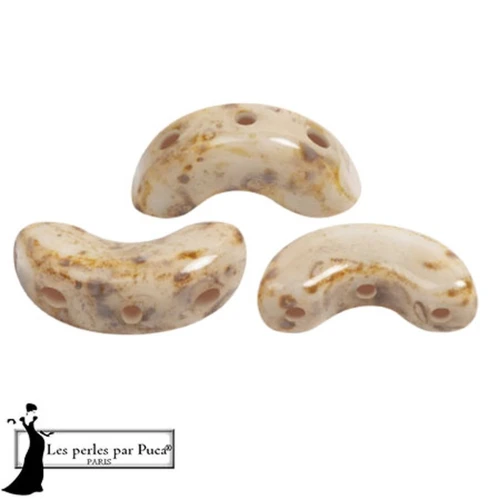 Perles en verre Arcos® par Puca® 5x10 mm - White Stony Beige x10g
