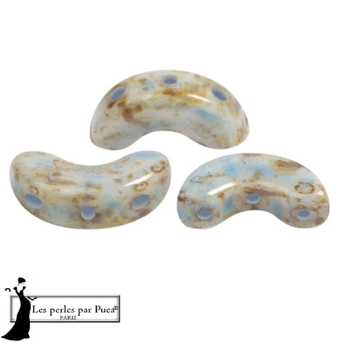 Perles en verre Arcos® par Puca® 5x10 mm - White Stony Blue x10g