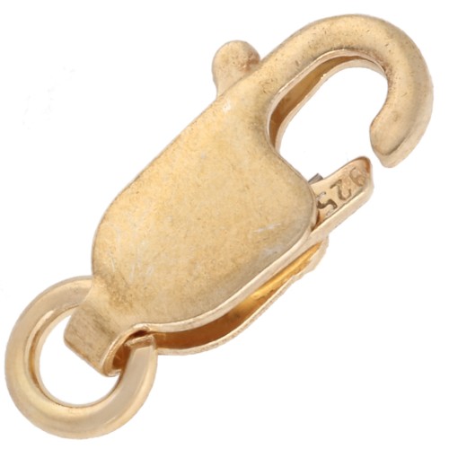 Fermoir mousqueton allongé 10 mm avec anneau ouvert - Argent 925 Doré x1