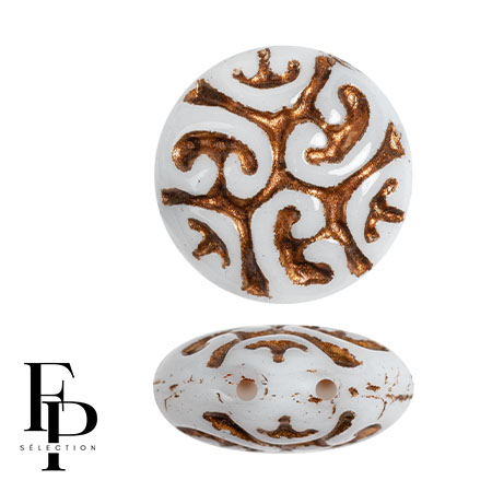 Perles rondes vintage 14 mm 2 trous - Brown x6