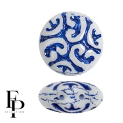 Opaque White - Perles rondes vintage 14 mm 2 trous - Dark Blue x6 Perles rondes vintage 14 mm 2 trous - Dark Blue x6