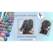 Perles rondes vintage 14 mm 2 trous - Dark Blue x6