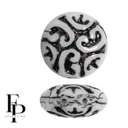 Perles rondes vintage 14 mm 2 trous - Jet x6