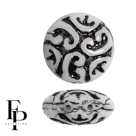 Perles rondes vintage 14 mm 2 trous - Jet x6