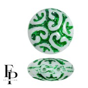 Perles rondes vintage 14 mm 2 trous - Green Garden x6