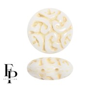 Perles rondes vintage 14 mm 2 trous - Beige x6