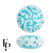 Opaque White - Perles rondes vintage 14 mm 2 trous - Turquoise x6 Perles rondes vintage 14 mm 2 trous - Turquoise x6