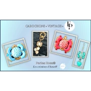 Perles rondes vintage 14 mm 2 trous - Turquoise x6