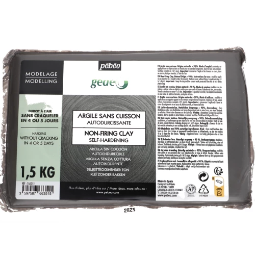 Argile sans cuisson autodurcissante Gédéo - Gris béton x1.5kg