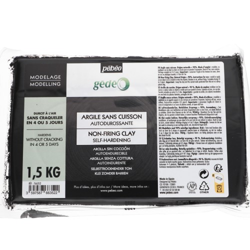 Argile sans cuisson autodurcissante Gédéo - Noir x1.5kg