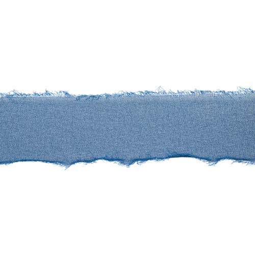 Ruban mousseline effiloché 40 mm - Bleu canard x1m
