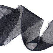 Ruban mousseline effiloché 40 mm - Bleu marine x1m