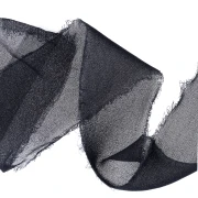 Ruban mousseline effiloché 40 mm - Bleu marine x1m