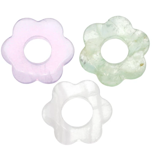 Pendentif fleur 20 mm en pierre gemme - Fluorite x1