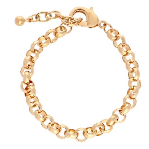 Bracelet maille Jaseron 7 mm - Doré à l'or fin x17cm