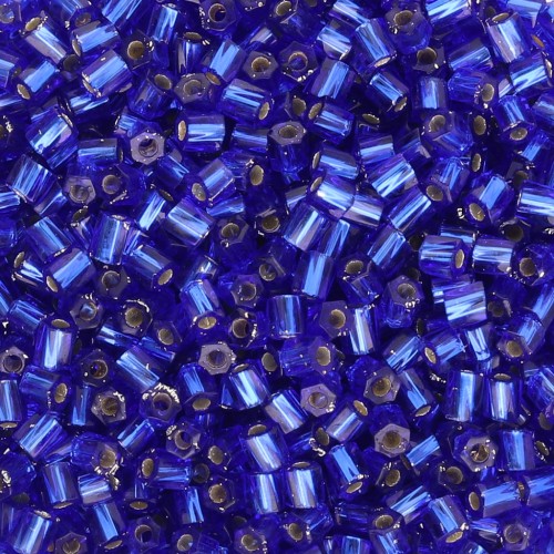 Bugles Twist Miyuki 10/0 Hex Cut 020 - Transparent Cobalt Blue Silver Lined x10g