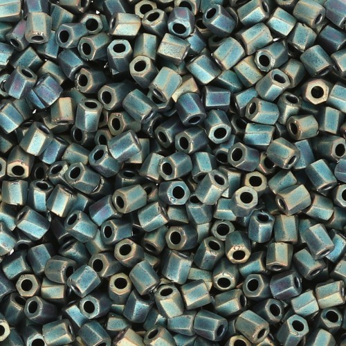 Bugles Twist Miyuki 10/0 Hex Cut 1256 - Green Iris Metallic Mat x5g