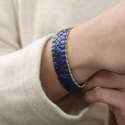 Miyuki Half Tila Beads 5x2.3x1.9 mm HTL-4518 - Opaque Cobalt Picasso paquet de 100g