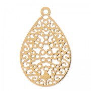 Breloques laser cut gouttes 24x16 mm doré rose x2|raw }}