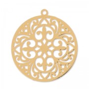 Breloques laser cut rondes 22 mm doré rose x2|raw }}