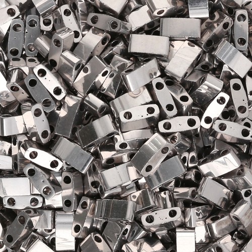 Miyuki Half Tila Beads 5x2.3x1.9 mm HTL-194 - Palladium Plated x50g