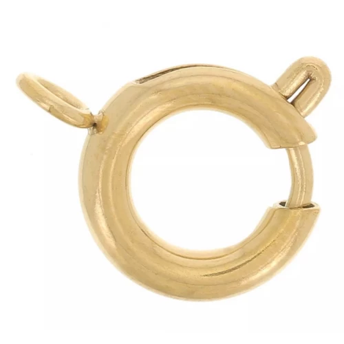 Fermoirs à ressort 8 mm avec anneau fermé - Acier inoxydable 304L Doré x1