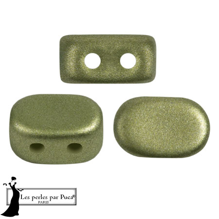 Perles en verre Lipsi® par Puca® 4x6 mm - Metal Shine Olivine x10g