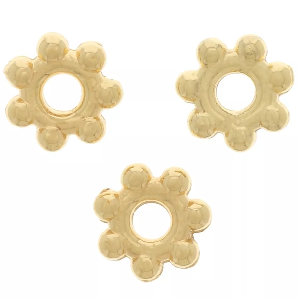 Lot De 20 Perles Intercalaires Rondelles En Argent Tibétain Doré - 7x4 Mm, Pour Création Bijoux