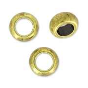 Perles rondes aplaties gros trou 5x2.4 mm bronze x5|raw }}