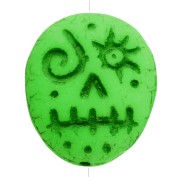 Perles en verre Woodoo Funny Face 16x14 mm - Vert fluo x5