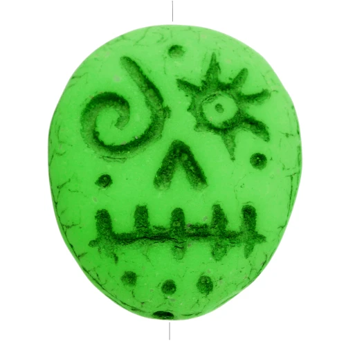 Perles en verre Woodoo Funny Face 16x14 mm - Vert fluo x5