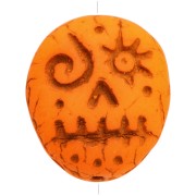 Perles en verre Woodoo Funny Face 16x14 mm - Orange fluo x5