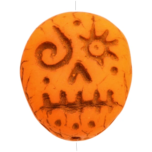 Perles en verre Woodoo Funny Face 16x14 mm - Orange fluo x5