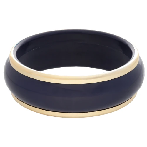 Bracelet jonc en résine épais 65 mm - Bleu marine - Doré x1