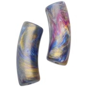 Perles tubes incurvés résine opaque 29x10 mm - Marbré multicolore - Doré x1|raw }}