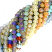 Perles rondelles facettées - rondes aplaties -4x3 mm Sand Frosted x40cm