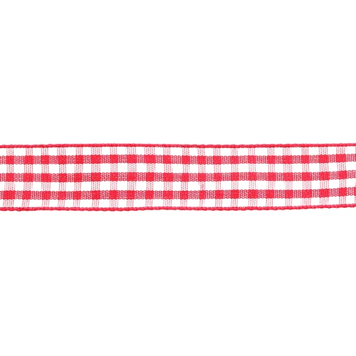 Ruban vichy Mokuba 14 mm - Rouge - Blanc x50cm