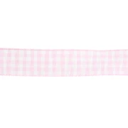 Ruban vichy Mokuba 14 mm - Rose clair - Blanc x50cm