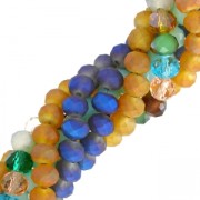 Perles rondelles facettées - rondes aplaties -6x4 mm Light Brown Iris Frosted x40cm