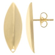 Clous d'oreilles navette bombé 25x9 mm - Doré à l'or fin x2|raw }}