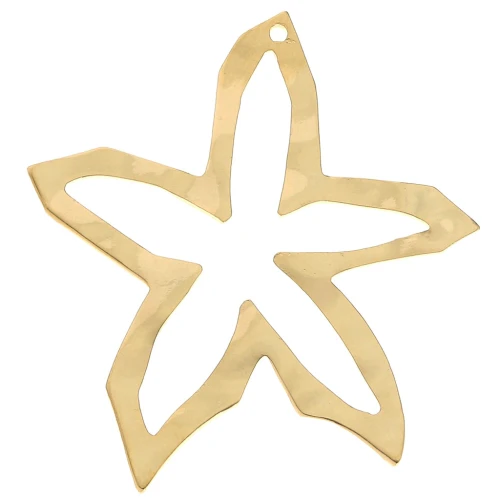 Pendentif étoile martelé évidé 35x33 mm - Doré à l'or fin x1