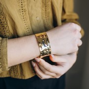 Bracelet jonc martelé 29x175 mm - Doré à l'or fin x1