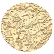 Pendentif rond martelé 25 mm - Doré à l'or fin x1