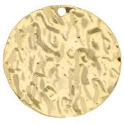 Pendentif rond martelé 20 mm - Doré à l'or fin x1