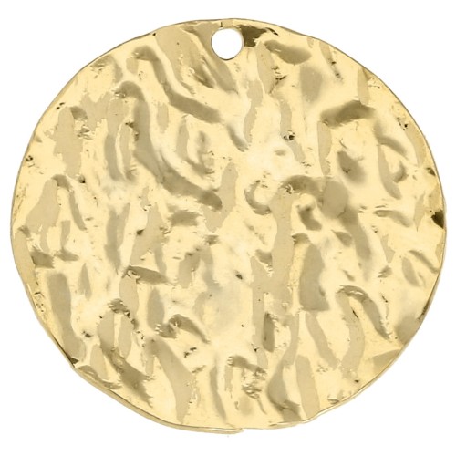 Pendentif rond martelé 20 mm - Doré à l'or fin x1