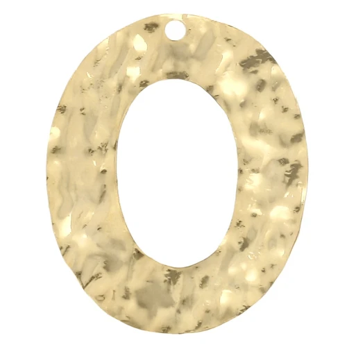 Pendentif ovale martelé évidé 25x19 mm - Doré à l'or fin x1