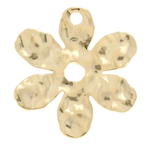 Breloque fleur martelée 16x14.5 mm - Doré à l'or fin x1